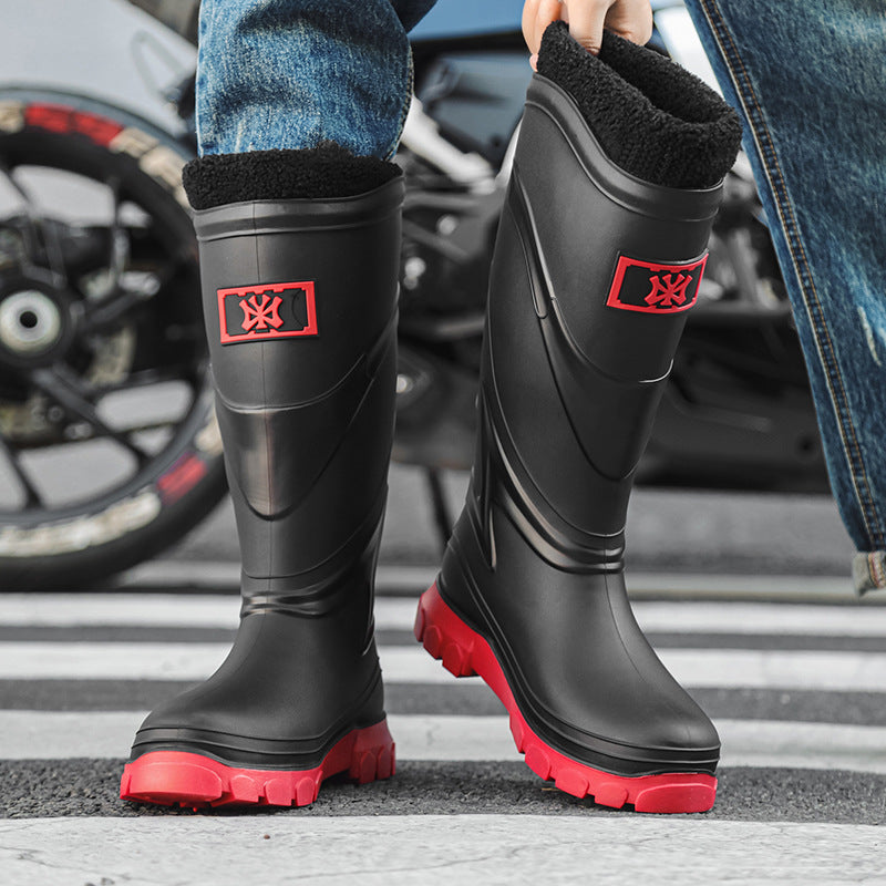 Rain shoes men's European and American style tall tube