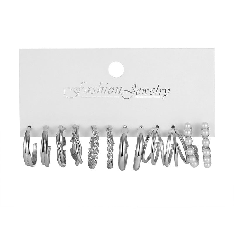 6-Piece Gold Twisted C-Hoop Earring Set