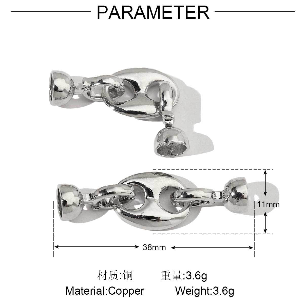 Pig nose copper zircon removable universal buckle connecting buckle