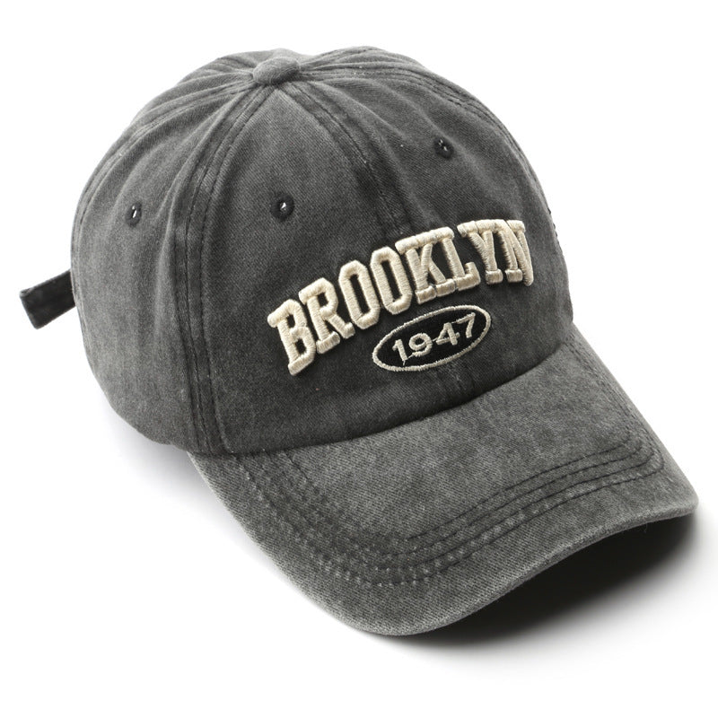 Washed Letter Embroidery Cap Outdoor