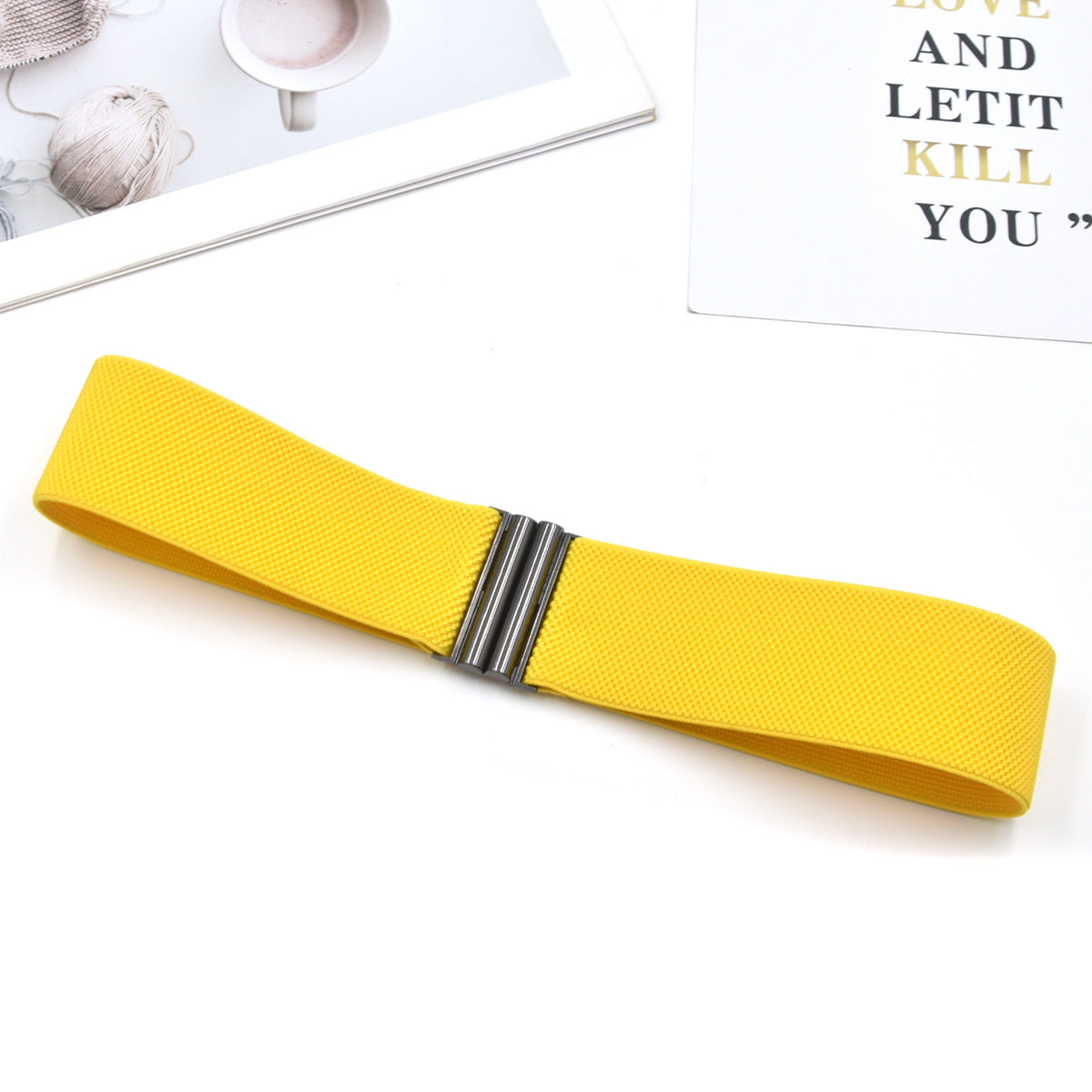 Red elastic waist seal wide belt