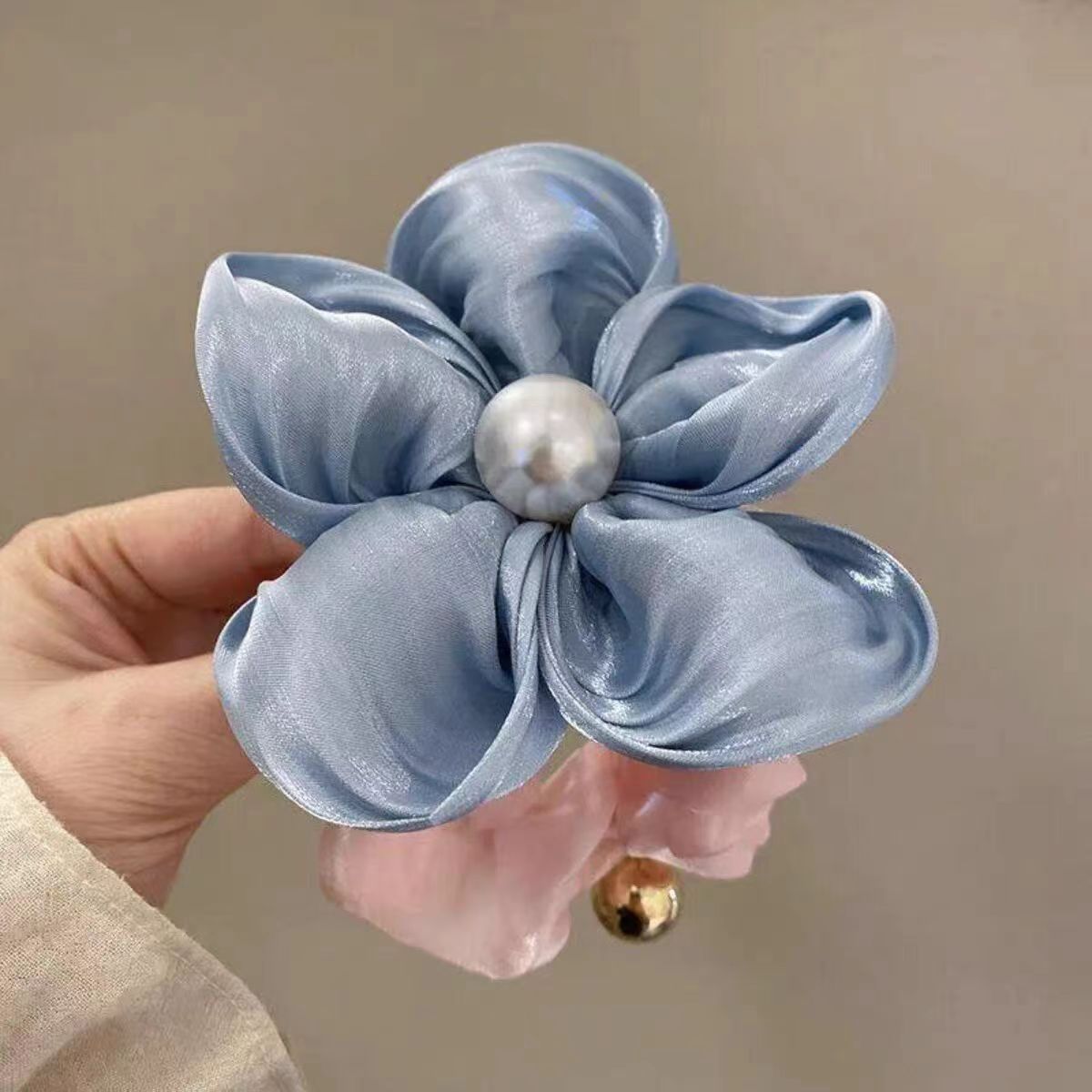Flower ponytail straight hair band headrope