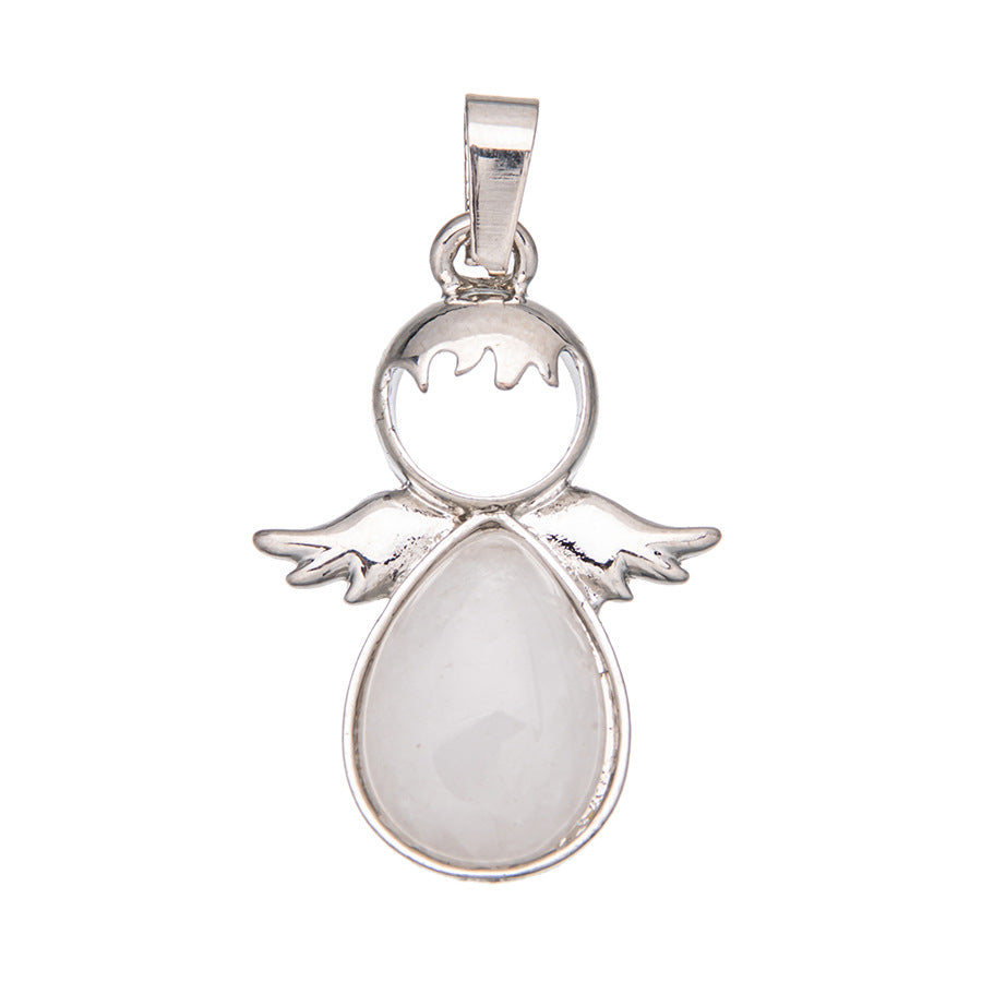Pingente de cristal oval com asas de anjo de cristal gota d'água