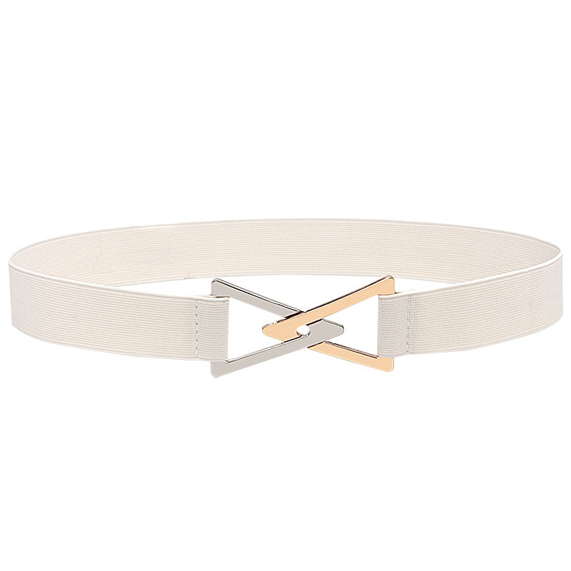 Pleated elastic thin belt ladies