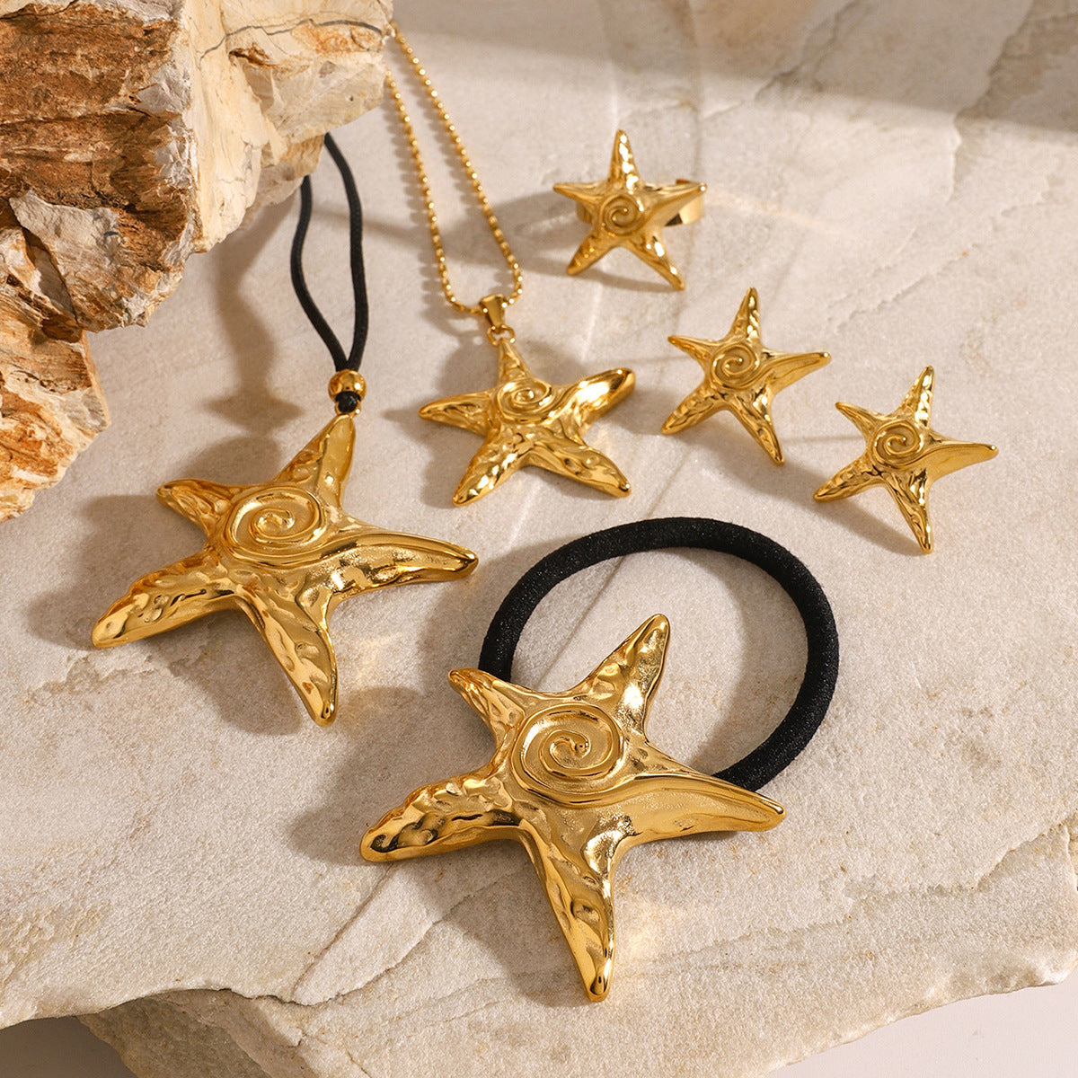 Conjunto de diadema de estrella de mar de acero inoxidable