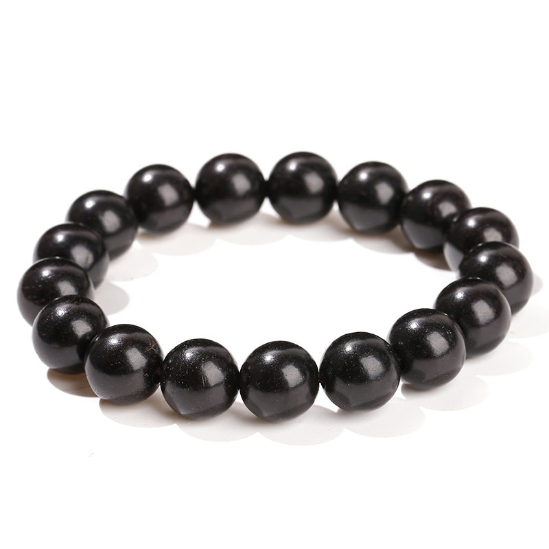 Pulsera de ébano de 10/12 mm con cuentas de Buda de sándalo rojo