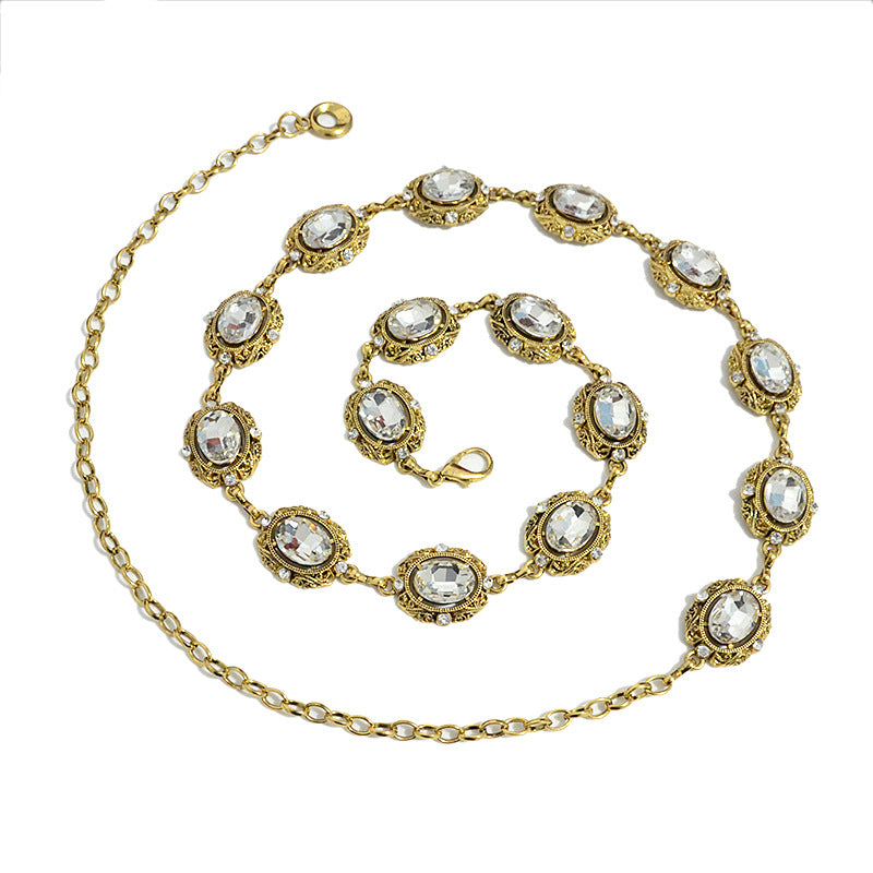 Rhinestone Metal Chain Waist Chain