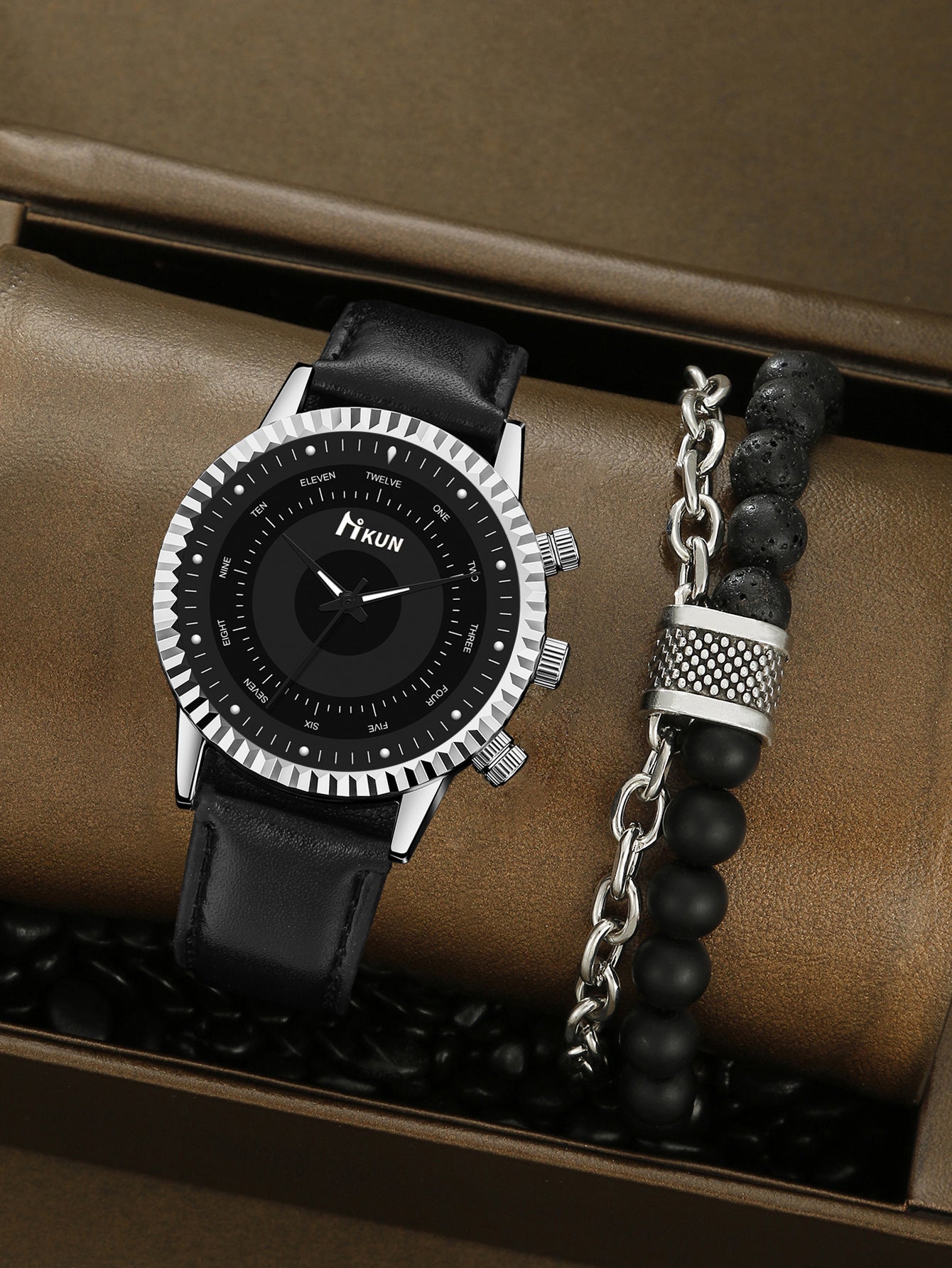 Men's Watch Sports Bracelet Knitted Set