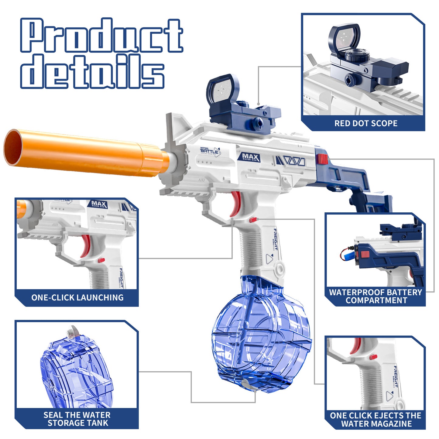 Pistola de agua automática recargable, gran capacidad