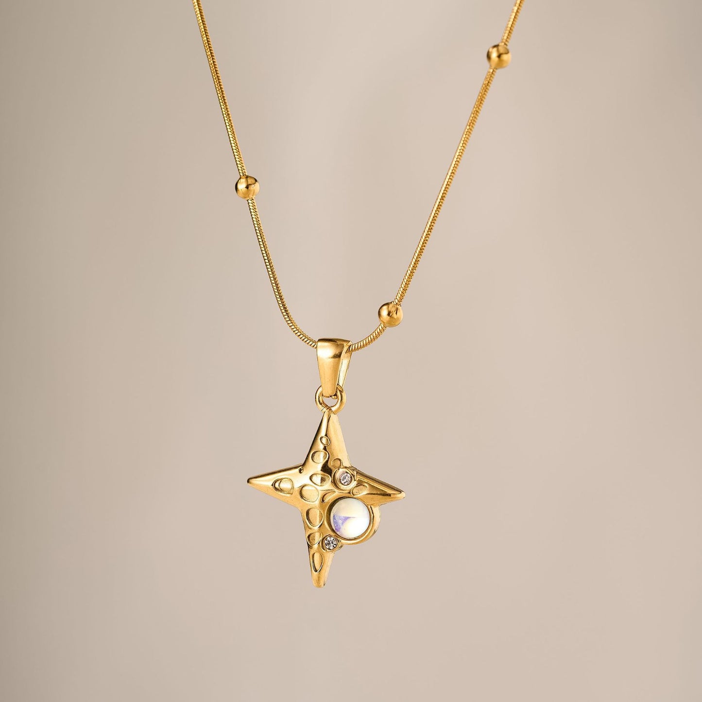 Opal Diamond Titanium Steel Necklace