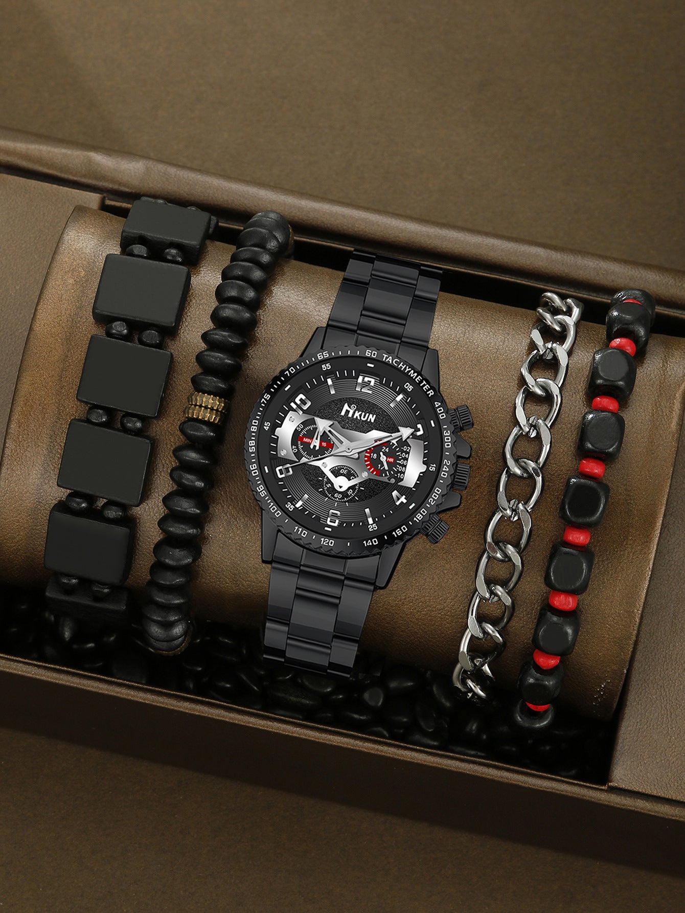 Men's Watch Punk Woven Bracelet Set