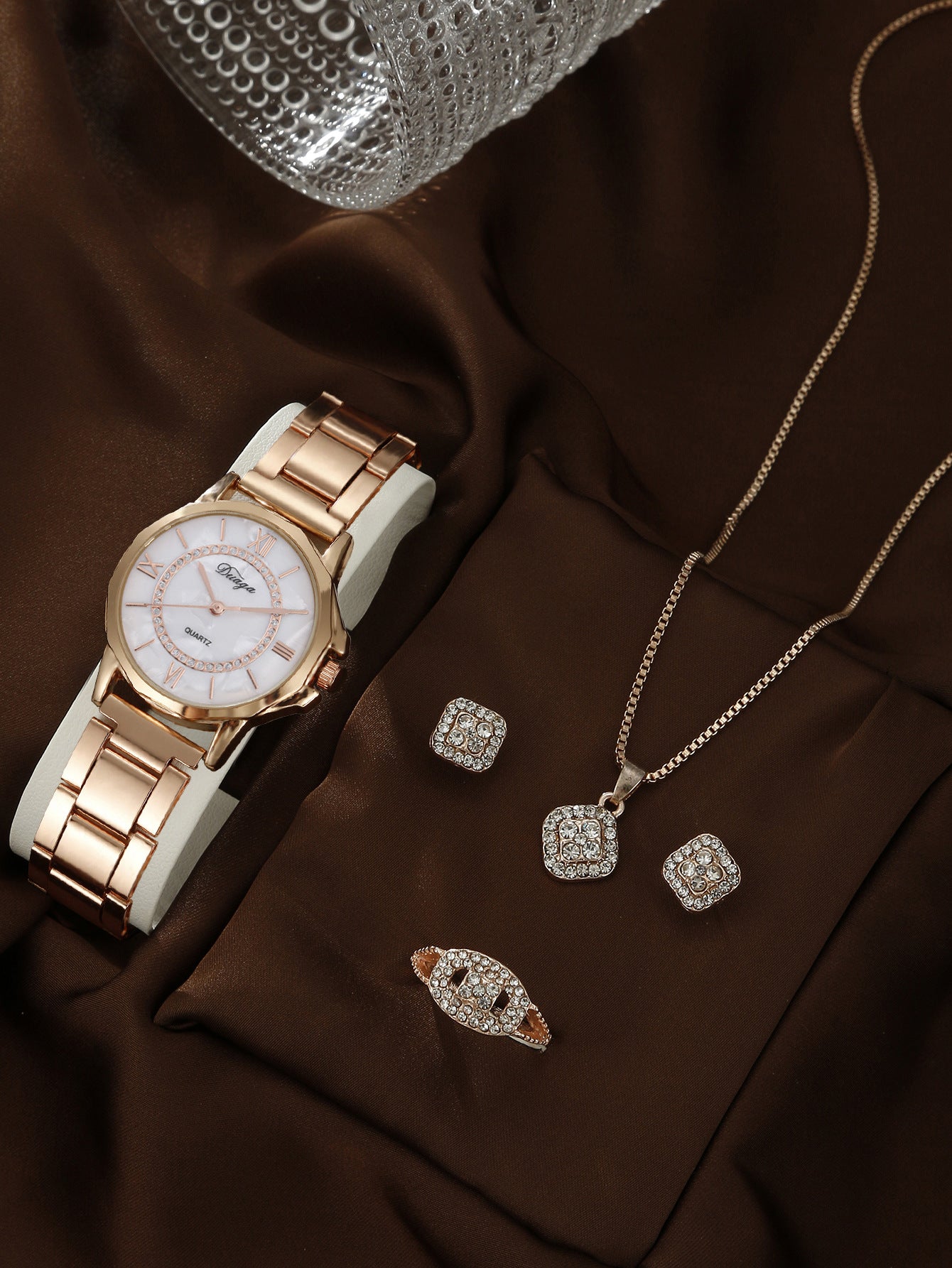 Quartz Watch Rhinestone Alloy Peacock Jewelry Set