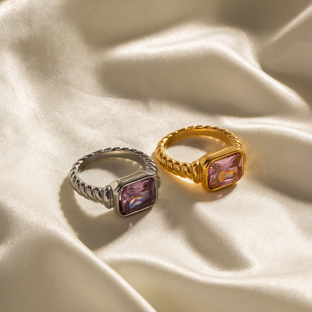 Pink zircon ring