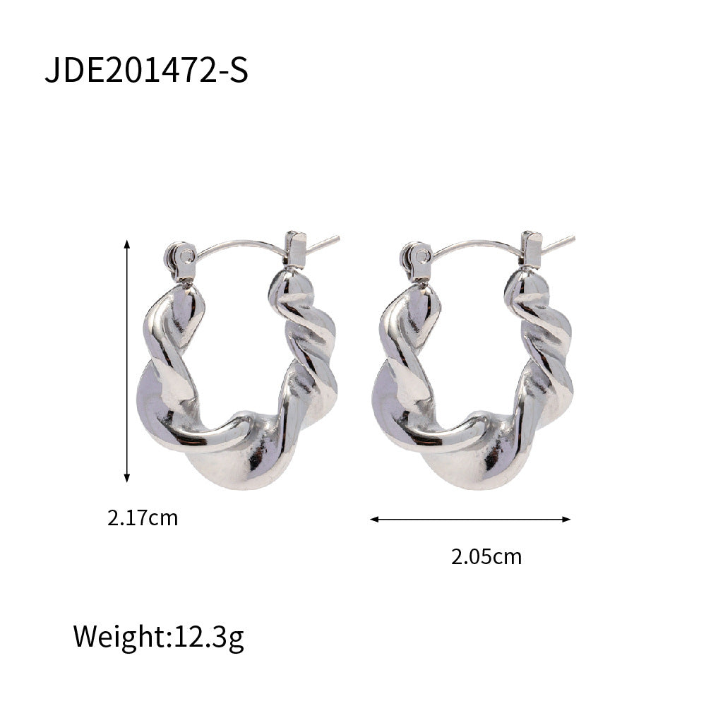 Pendientes de aro trenzado de acero inoxidable