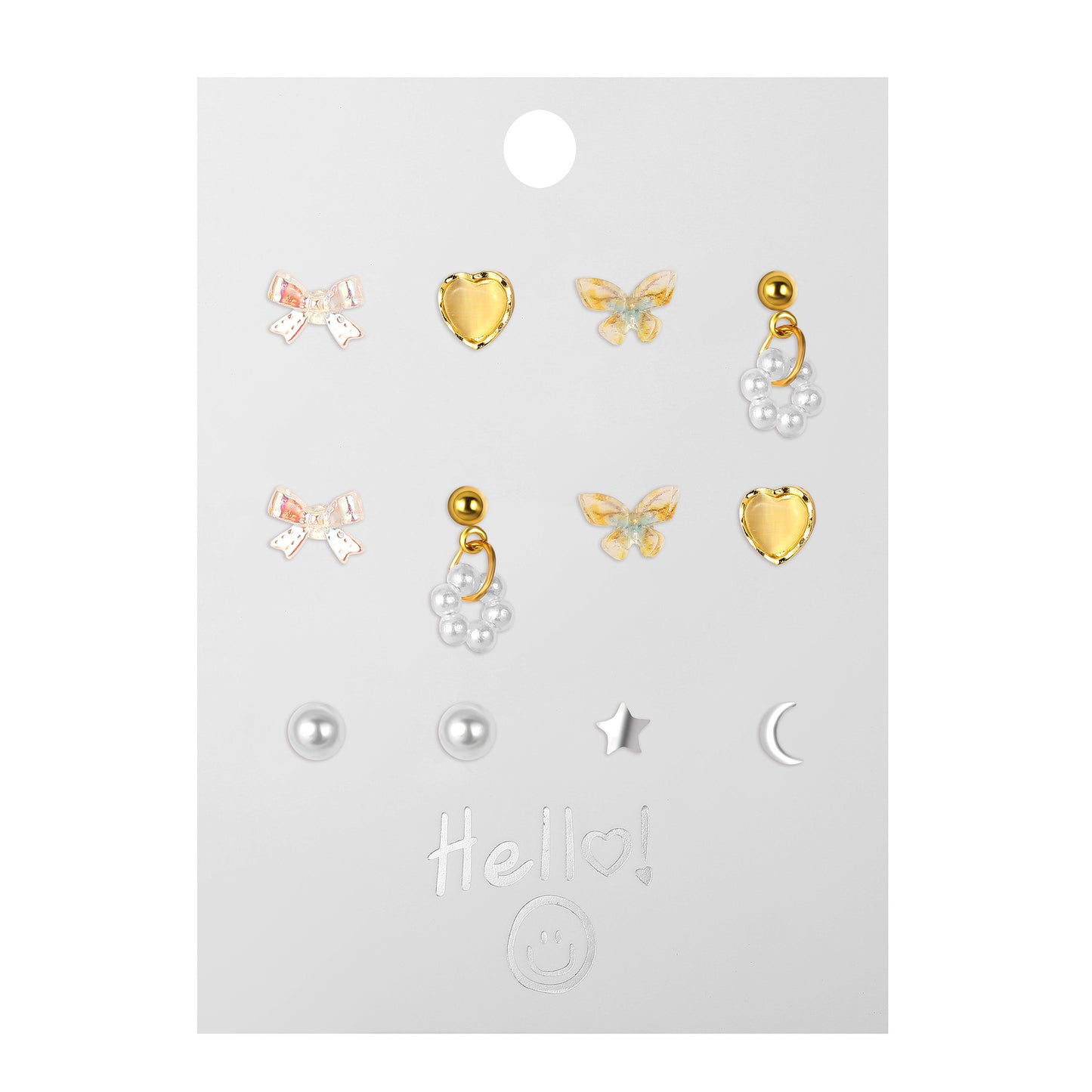 Colorful Butterfly & Star/Moon Earring Set