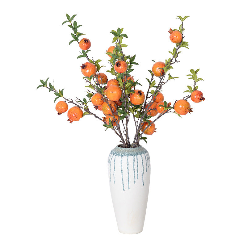 Rama de tallo de fruta de Granada, flor artificial, fruta artificial