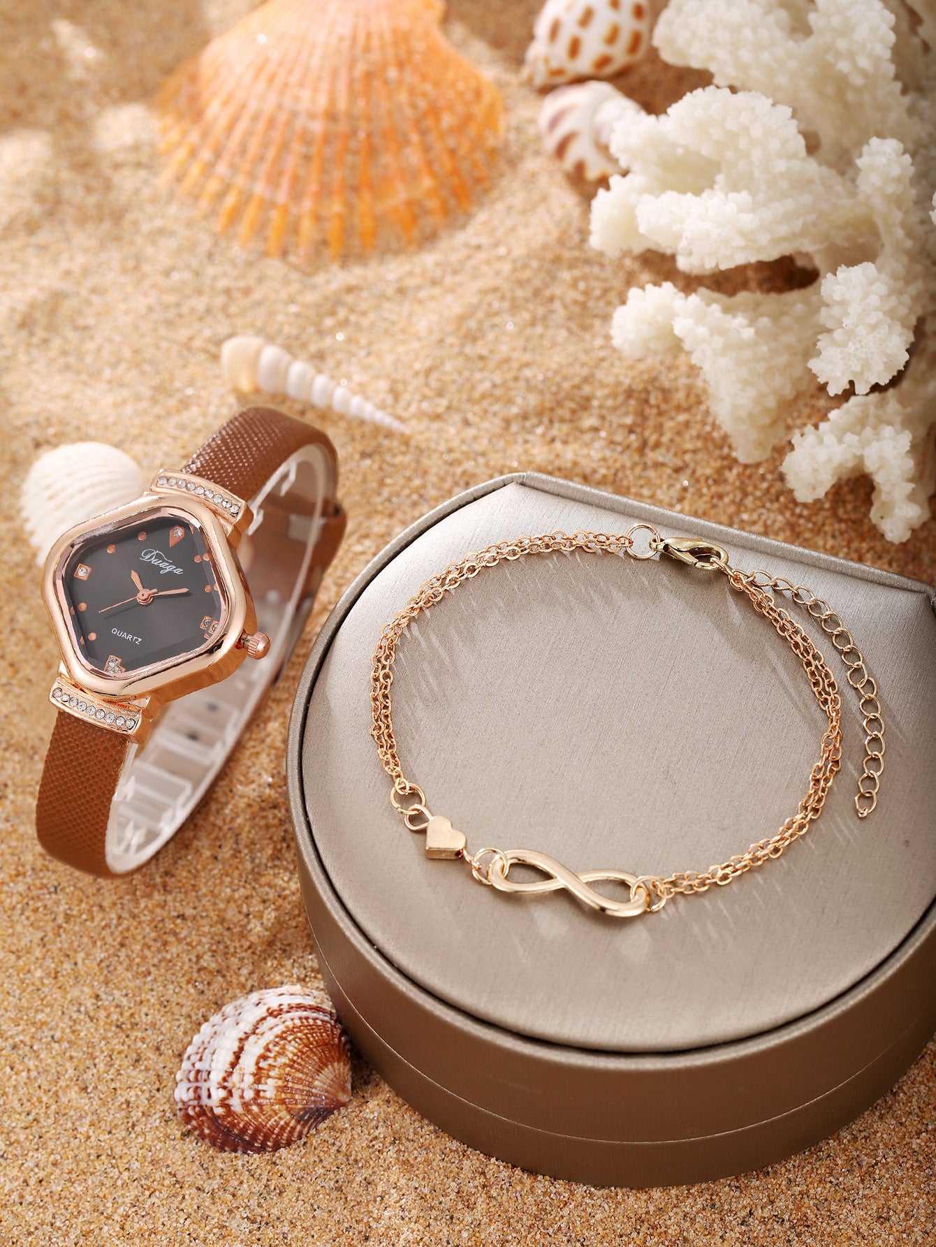 Watch Pearl Bracelet Tulip Star Moon Jewelry Set