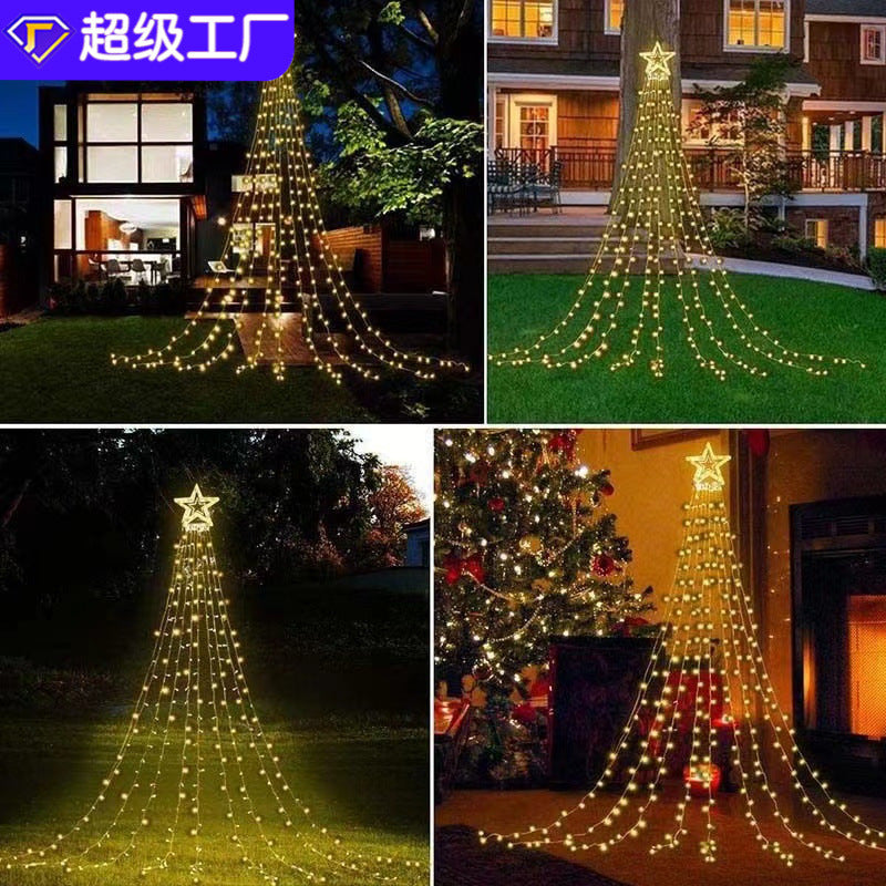 Luces De Cascada Decoración Navideña Jardín Al Aire Libre Impermeable