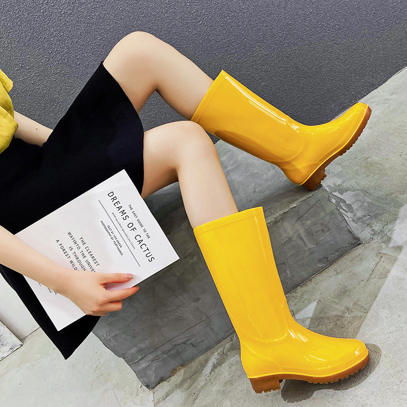 Non-slip work rain shoes solid color