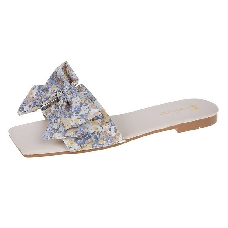 Summer small floral bow slippers