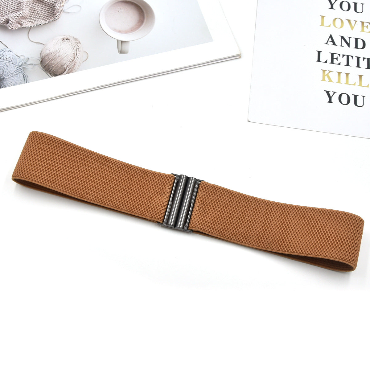 Red elastic waist seal wide belt