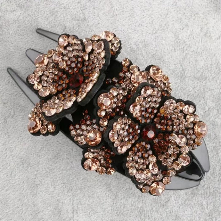Pinza para el pelo con forma de pico de pato y diamantes de imitación