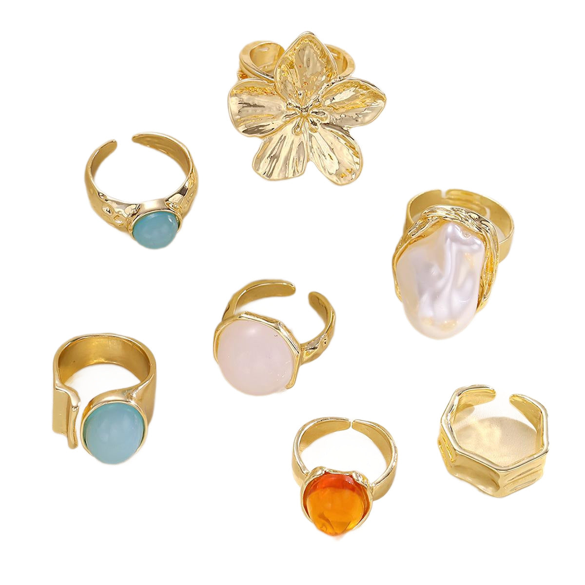 Liquid Lava Flower Pearl Ring