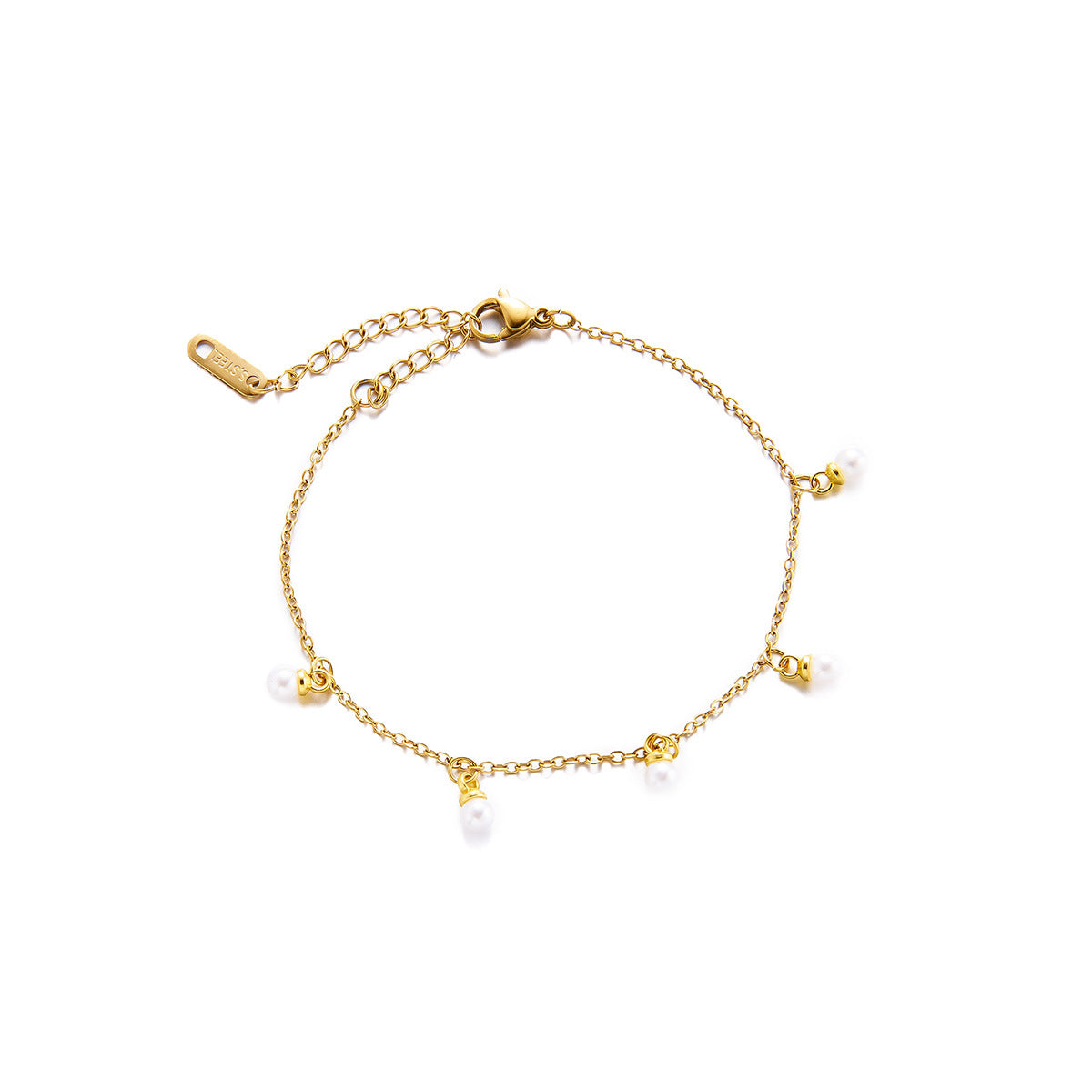 Stainless steel small pearl pendant bracelet