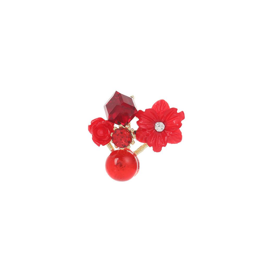 Pendientes de flores de cristal morado