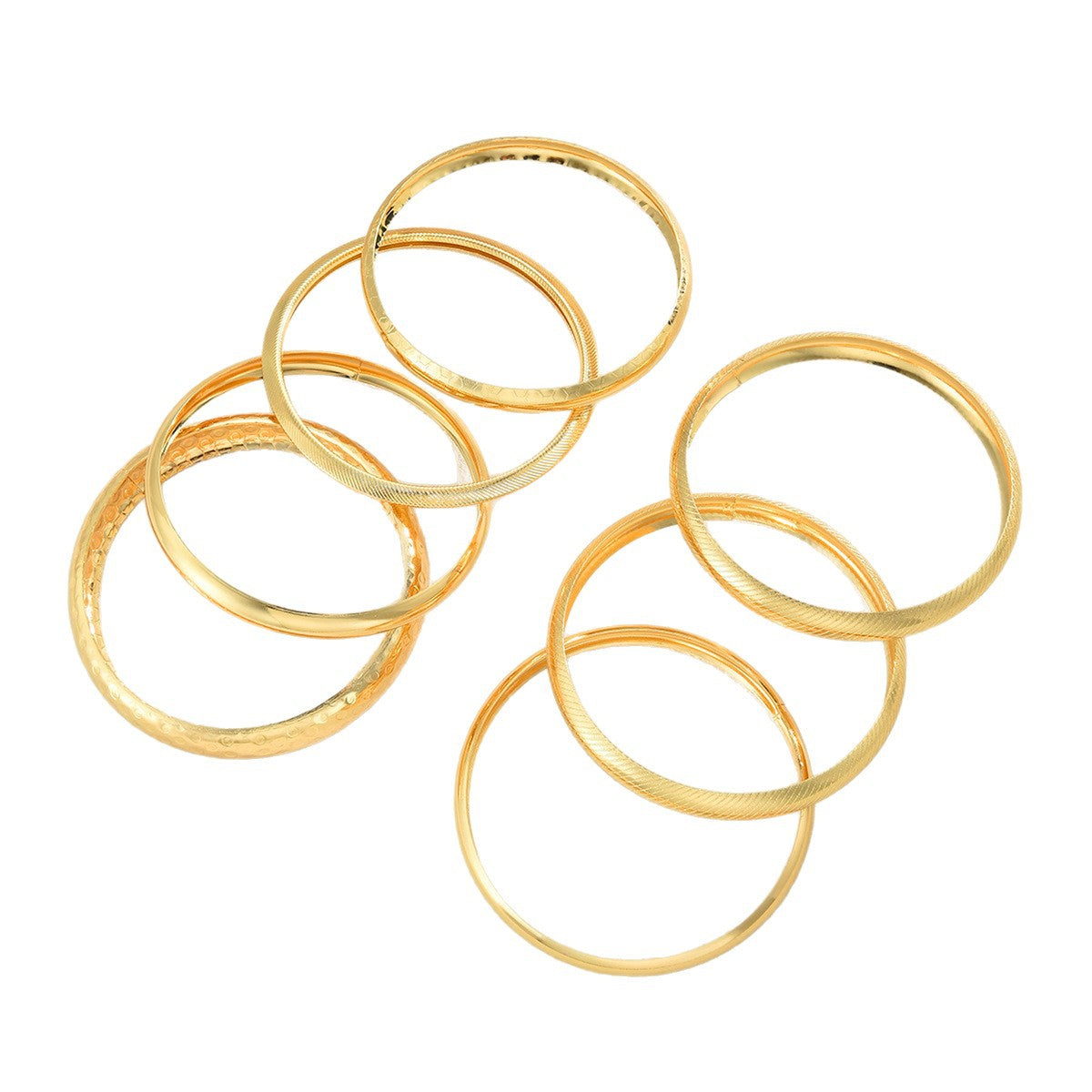 Hammered Smooth Bangle Set