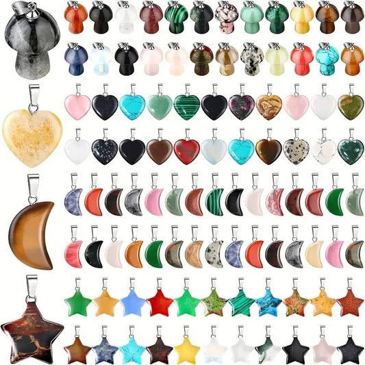 100 unidades/pacote cor misturada coração estrela cruz hexagonal coluna pingente