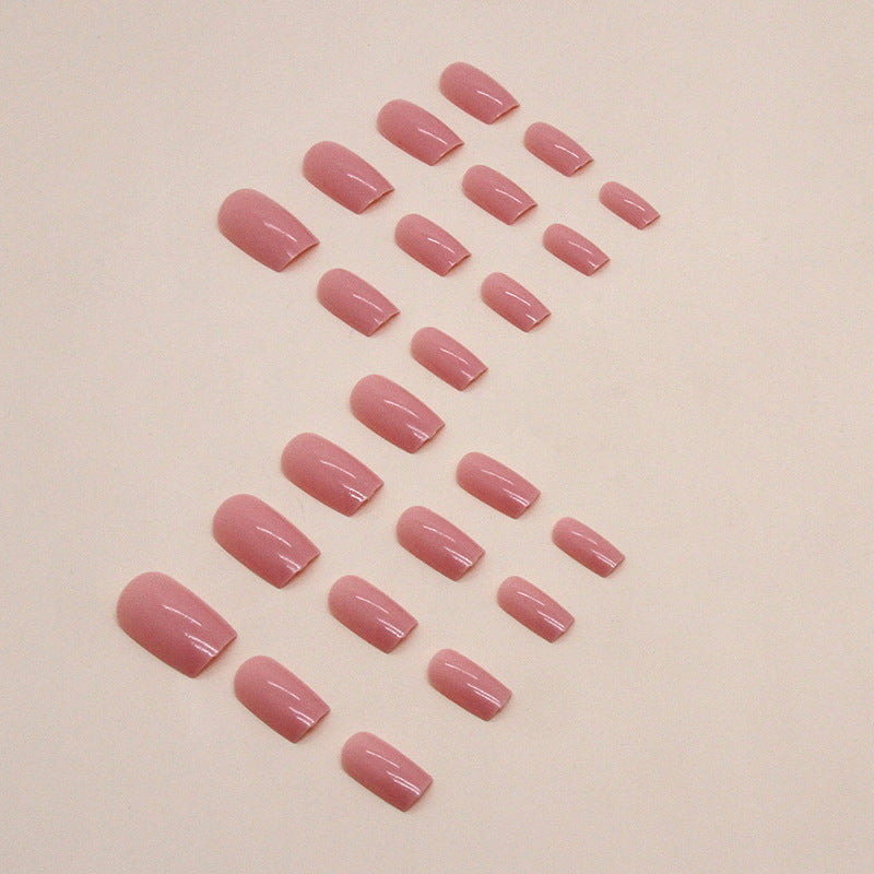 Peach Pink Square Fake Nails