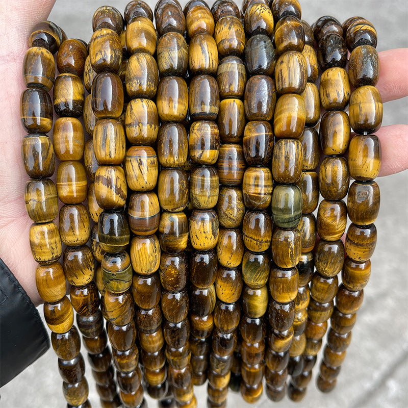 Espaciador de cuentas de barril de piedra de ojo de tigre amarillo natural de 10 * 14 mm
