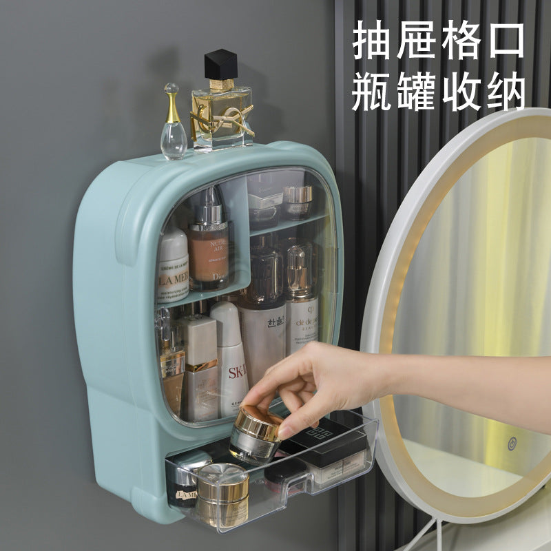 Organizador de maquillaje de gran capacidad para montaje en pared