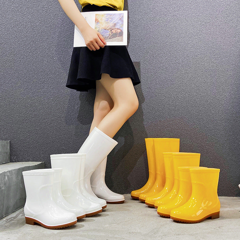 Non-slip work rain shoes solid color