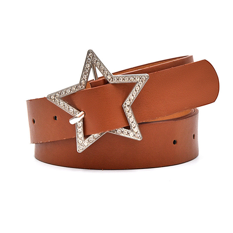 Pentagram Rhinestone Buckle Belt