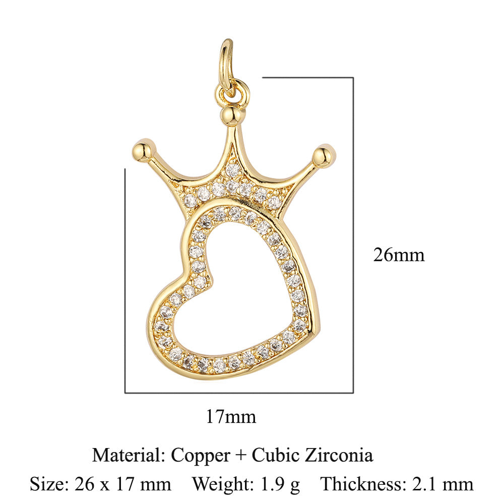 Colgante de cobre y circonita con forma de llave y candado en forma de corazón de melocotón