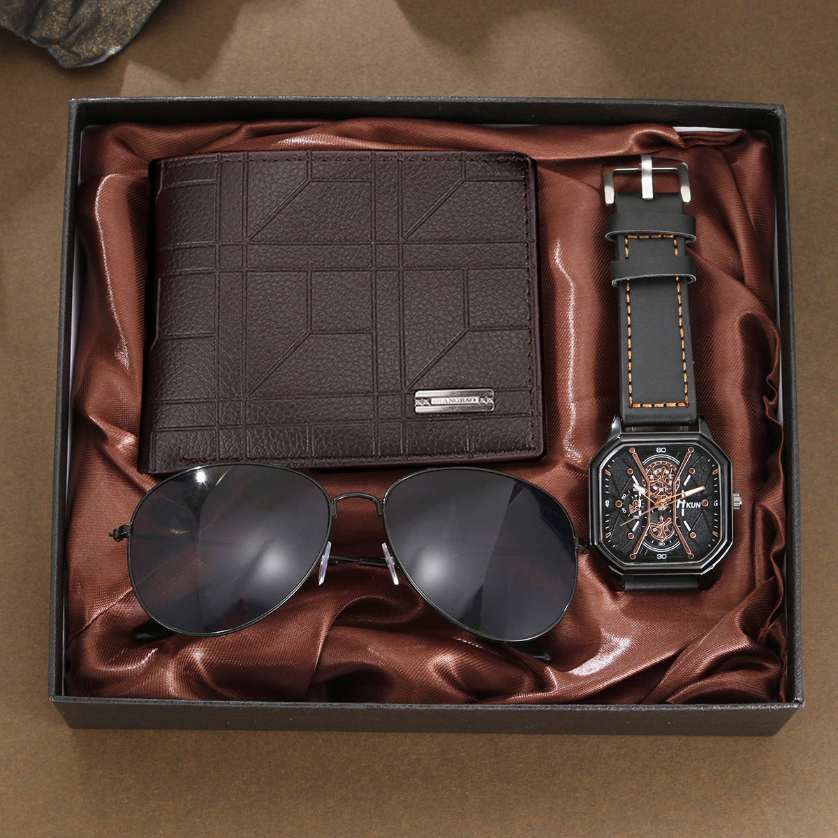 Watch Belt Wallet Sunglasses 3-piece Set
