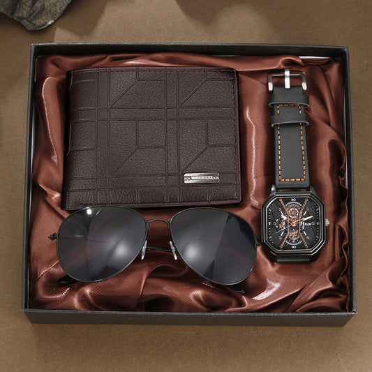 Watch Belt Wallet Sunglasses 3-piece Set