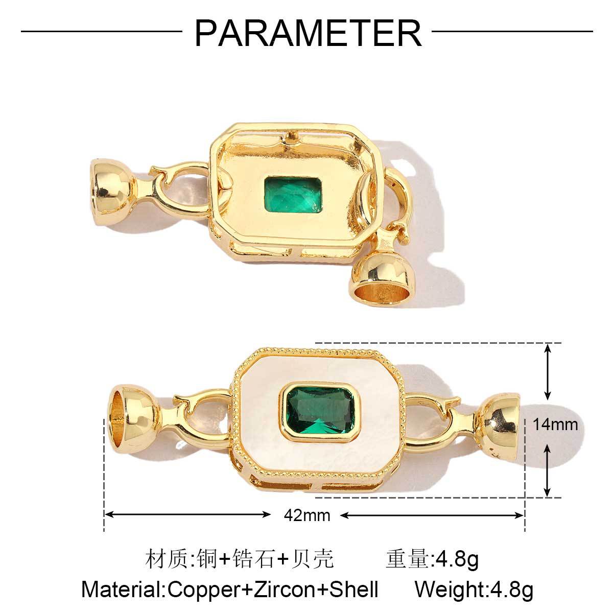 18K real gold leaf shell copper zircon detachable connecting buckle