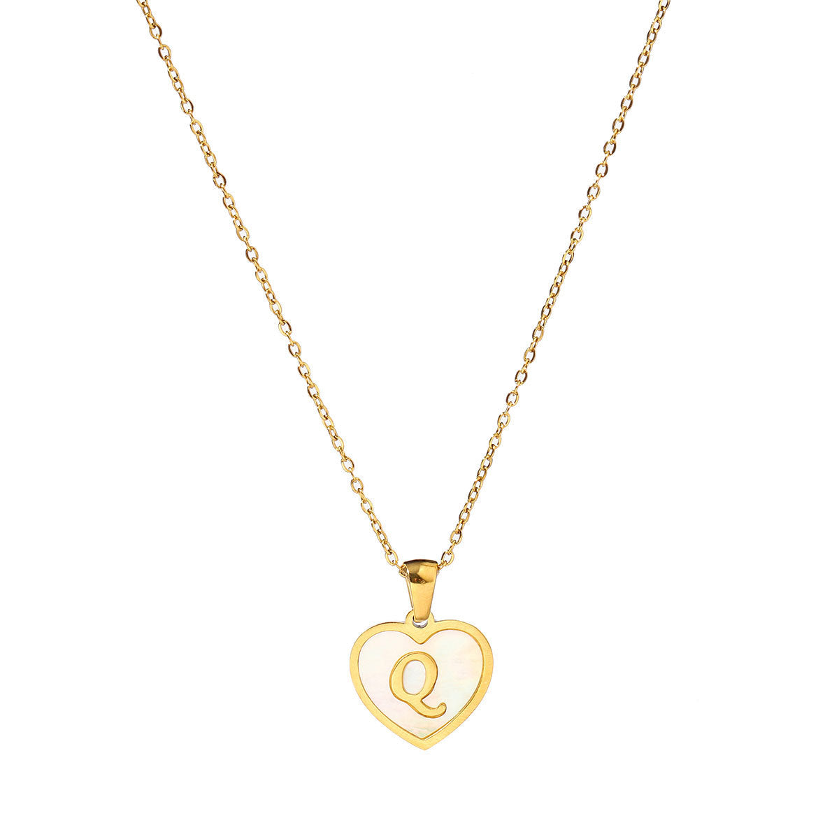 Titanium steel heart-shaped 26 English letter necklace