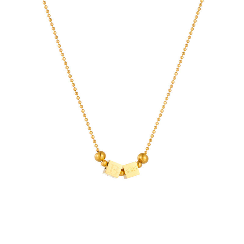 Women's Titanium Steel Square Pendant Necklace — Simple Clavicle Chain