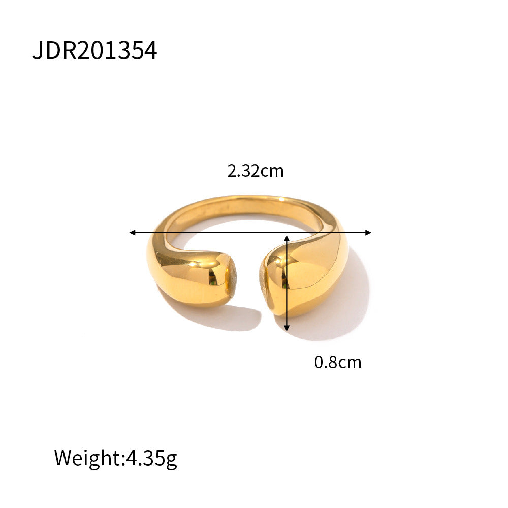 Anillo de acero inoxidable chapado en oro pulido