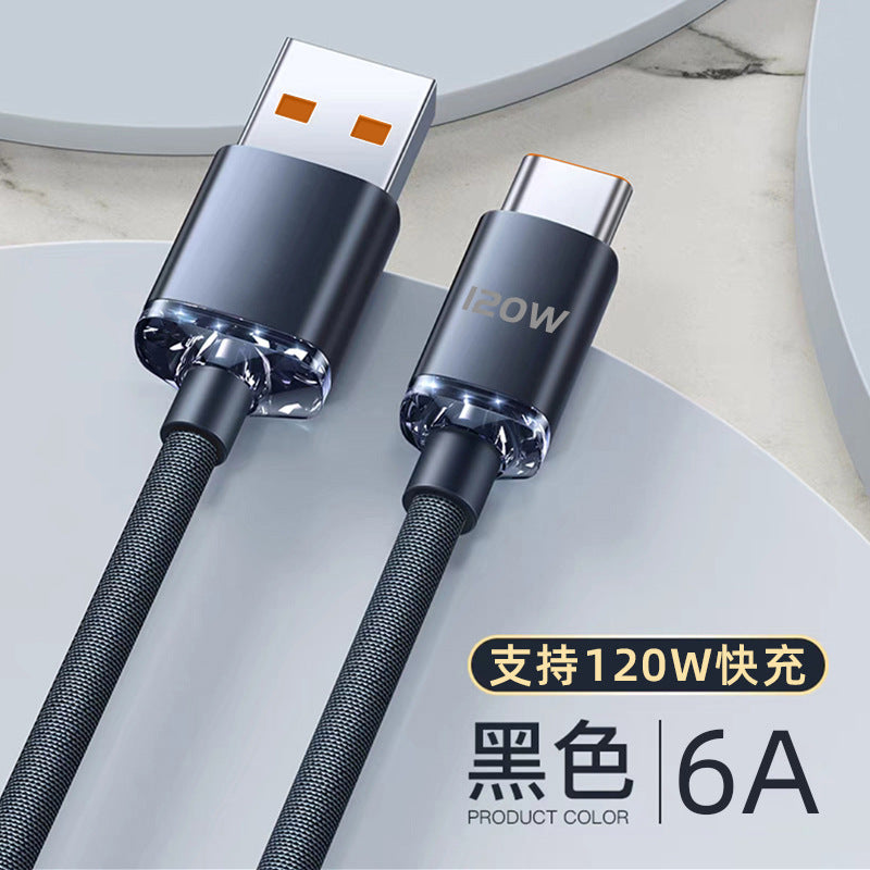 Cable de carga rápida de 120 W tipo C 6A Huawei Honor Xiaomi OPPO