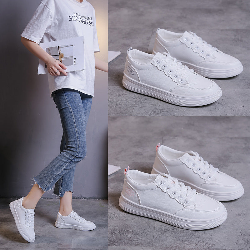 Primavera y otoño nuevos zapatos blancos para mujer.