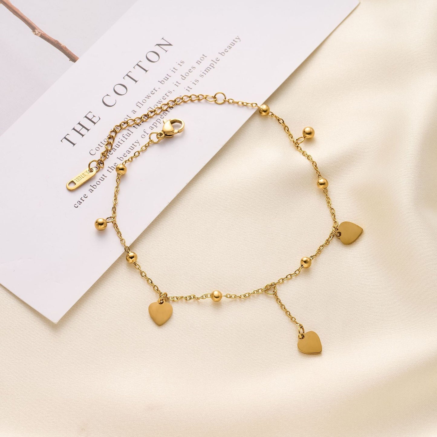 Titanium Steel Heart Charm Bracelet