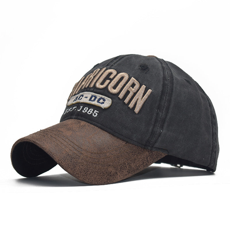 Gorra de béisbol lavada de algodón vintage con retazos de PU