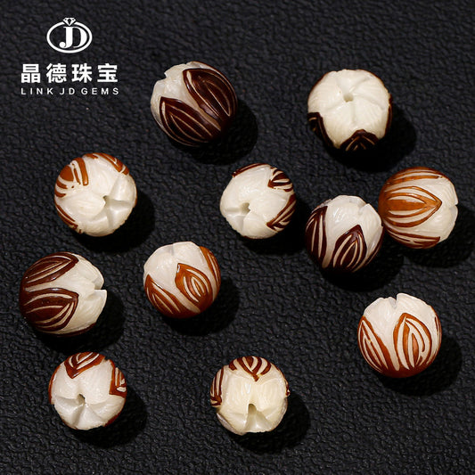White Jade Bodhi Root Original Seed Lotus Beads Loose Beads