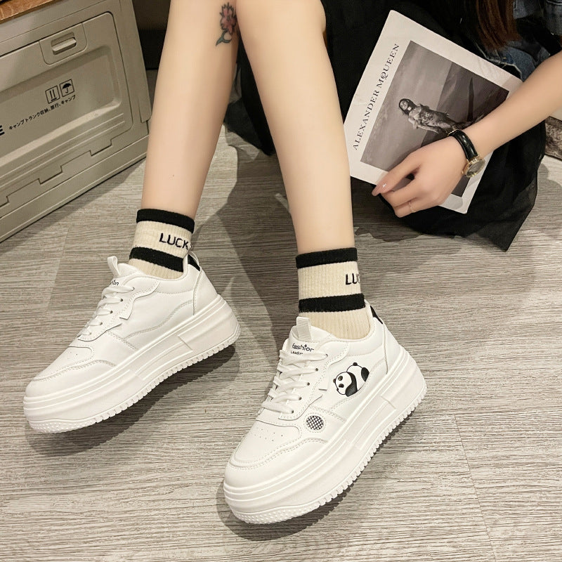 Thick baseplate shoes female white
