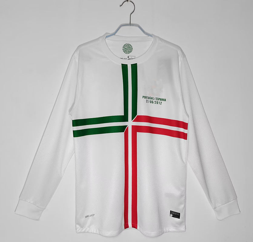 Camiseta de manga corta blanca de visitante de Ronaldo Figo de Portugal de la Eurocopa 12